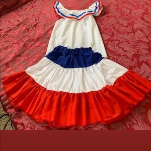 Girls patriotic red blue and white outfit